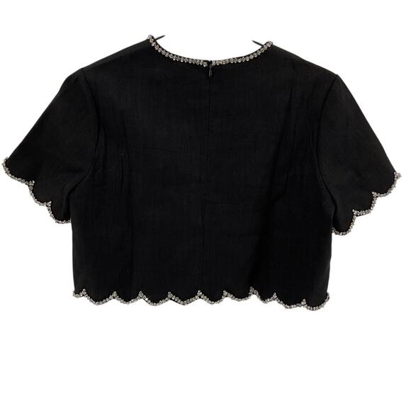 Zimmermann Embellished Black Crush Crop Top Size 0 / US 4 - Picture 3 of 7